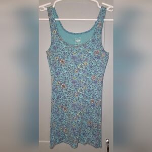 Pretty floral array on Teal. *Teen size M longer length sleeveless tank.